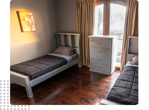 Restful shared bedroom at our sober living home in Los Angeles