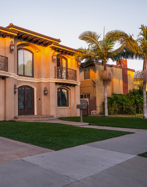 Golden-hour exterior of our sober living home in Los Angeles